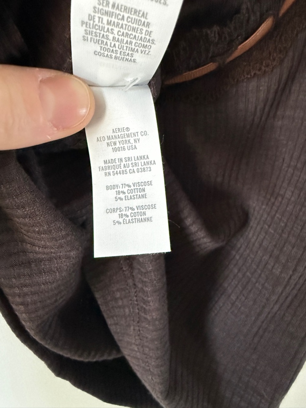 aerie Chocolate Brown Lace-Trim Ribbed crop Tank tank - Picture 5 of 5